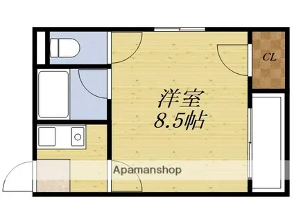 パインハイツ新大阪(1K/1階)の間取り写真