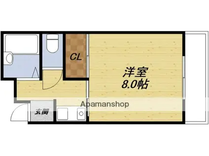 ビューラー山手(1K/1階)の間取り写真