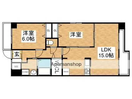アンフィニⅩⅠ緑地公園(2LDK/2階)の間取り写真