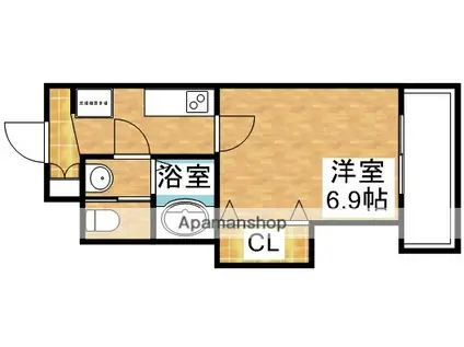 LUXE東三国3(1K/3階)の間取り写真