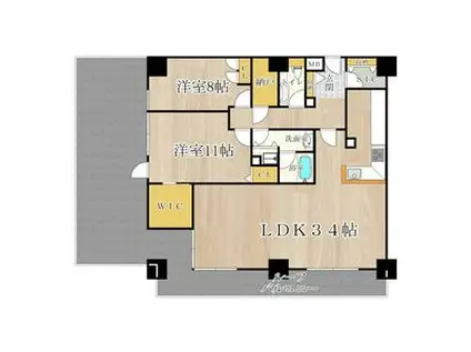 ザ・グランドビュー・オオサカ(2LDK/3階)の間取り写真