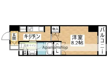 コンフォリア江坂(1K/15階)の間取り写真