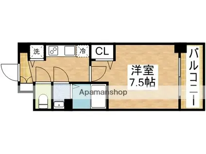 ディームス江坂(1K/9階)の間取り写真