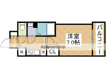 ディームス江坂(1K/2階)の間取り写真