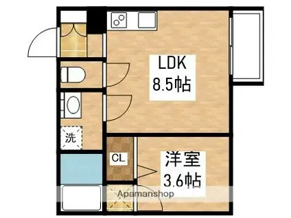 GRANDIR吹田(1LDK/2階)の間取り写真
