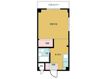 アミニティーハイツ田村(1K/2階)の間取り写真