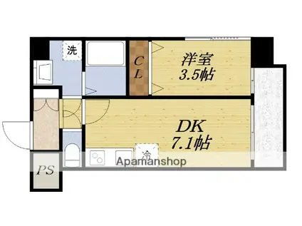 アンフィニⅩⅦマローネ(1DK/5階)の間取り写真