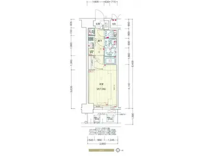 プレサンス堺筋本町センティス(1K/3階)の間取り写真
