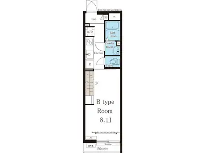 リブリ岸辺OSAKA(1K/2階)の間取り写真