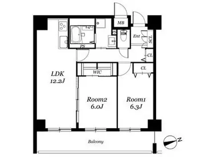 レジディア西天満(2LDK/3階)の間取り写真