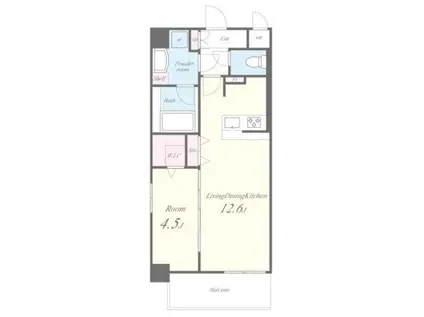 サンセール江坂(1LDK/4階)の間取り写真