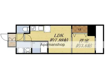 エスリードレジデンス江坂垂水町(1LDK/3階)の間取り写真