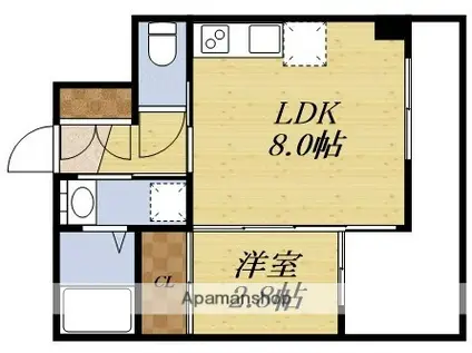 アドバンス江坂ラシュレ(1LDK/2階)の間取り写真