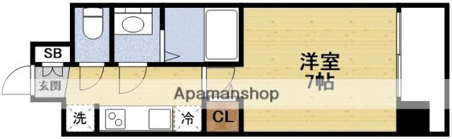 GM HIGASHIMIKUNI(1K/4階)の間取り写真