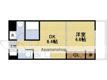 シャインニング江坂離宮(1DK/9階)の間取り写真