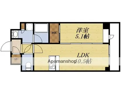 スプランディッド江坂Ⅲ(1LDK/7階)の間取り写真