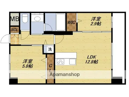 スプランディッドライズ新大阪ノース(2LDK/13階)の間取り写真