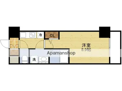 ファーストフィオーレ北大阪リアン(1K/14階)の間取り写真