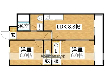 ミレニアム(2LDK/4階)の間取り写真