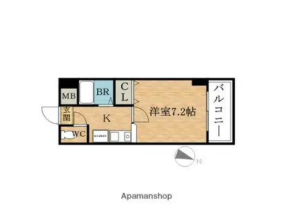 エクシード弁天Ⅱ(1K/8階)の間取り写真