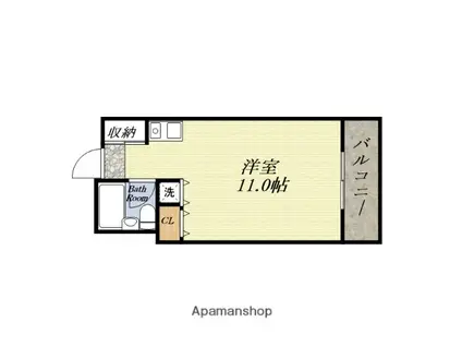 ガーデン弁天町(ワンルーム/4階)の間取り写真