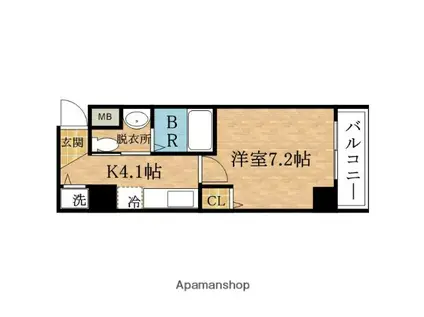 ZERO弁天(1K/3階)の間取り写真