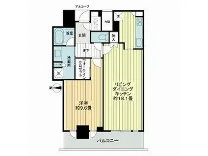 大阪ひびきの街 ザ・サンクタスタワー(1LDK/45階)の間取り写真