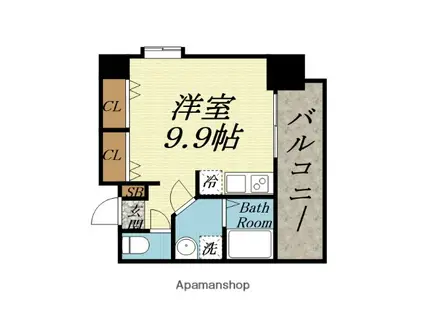 アスリート本町リバーウエスト(ワンルーム/7階)の間取り写真