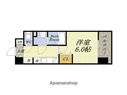 グランデ元町(1K/8階)の間取り写真