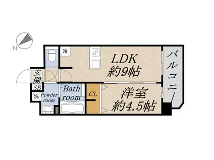 プレサンスOSAKA DOMECITYビーツ(1LDK/13階)の間取り写真