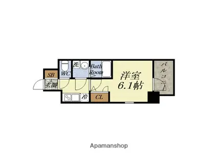 エスリード弁天町ルシェンテ(1K/9階)の間取り写真