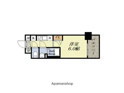 グランカリテ大正ドマーニ(1K/3階)の間取り写真