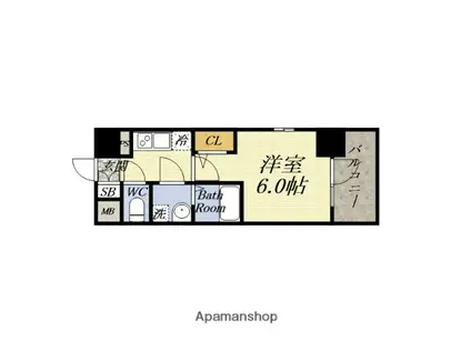 エスリード弁天町桜通レジデンス(1K/8階)の間取り写真