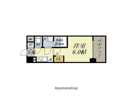 エスリード弁天町桜通レジデンス(1K/5階)の間取り写真