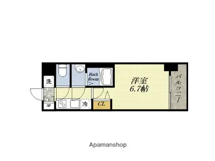 ALIVIS福島海老江(1K/3階)の間取り写真