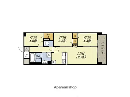 スプランティッド11(3LDK/13階)の間取り写真