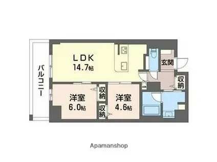 サンエール南堀江(2LDK/9階)の間取り写真