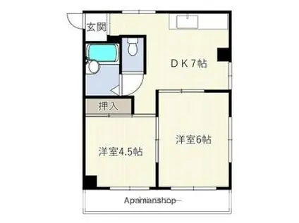 メロディーハイツ吉積(2DK/3階)の間取り写真