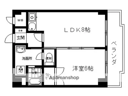 エクシード浜口九条(1LDK/5階)の間取り写真