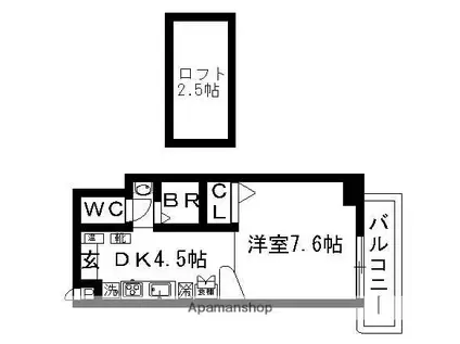 ボンジュール九条南(1DK/5階)の間取り写真