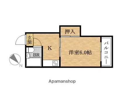 ひかりハイツ(1K/8階)の間取り写真