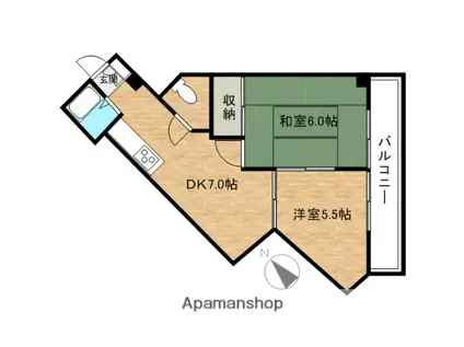 サンハイツ市岡(2DK/5階)の間取り写真