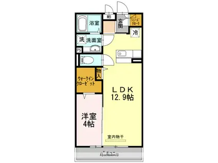 ラ・ヴィ・アン・フルール(1LDK/2階)の間取り写真