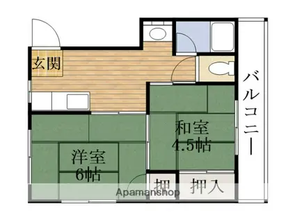 岡田マンション(2K/3階)の間取り写真