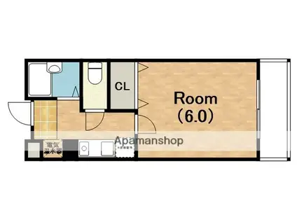 メゾンドールバンブーグラス(1K/4階)の間取り写真