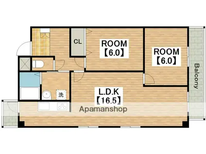 エレガントライフ堂ヶ芝(3DK/6階)の間取り写真