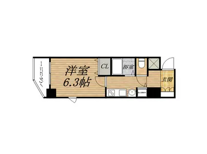 プレサンス心斎橋ザ・スタイル(1K/12階)の間取り写真