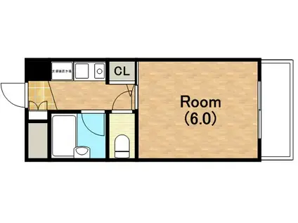 アソシア1(1K/4階)の間取り写真