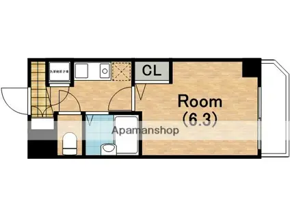 S・Eファースト(1K/4階)の間取り写真