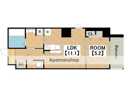 BRIGHT ABIKO(1LDK/2階)の間取り写真